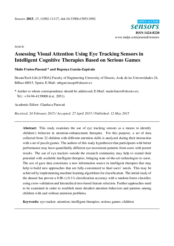 (PDF) Assessing Visual Attention Using Eye Tracking Sensors in ...