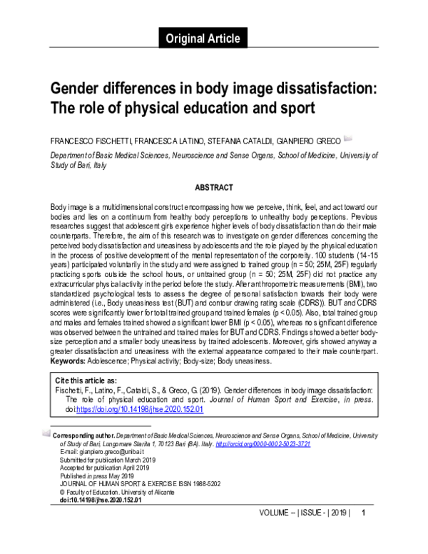 (PDF) Gender differences in body image dissatisfaction: The role of ...
