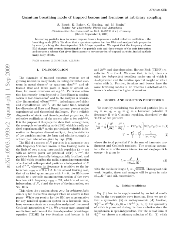 (PDF) Quantum breathing mode of trapped bosons and fermions at ...