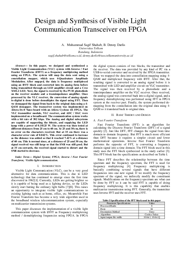 (PDF) Design and Synthesis of Visible Light Communication Transceiver ...