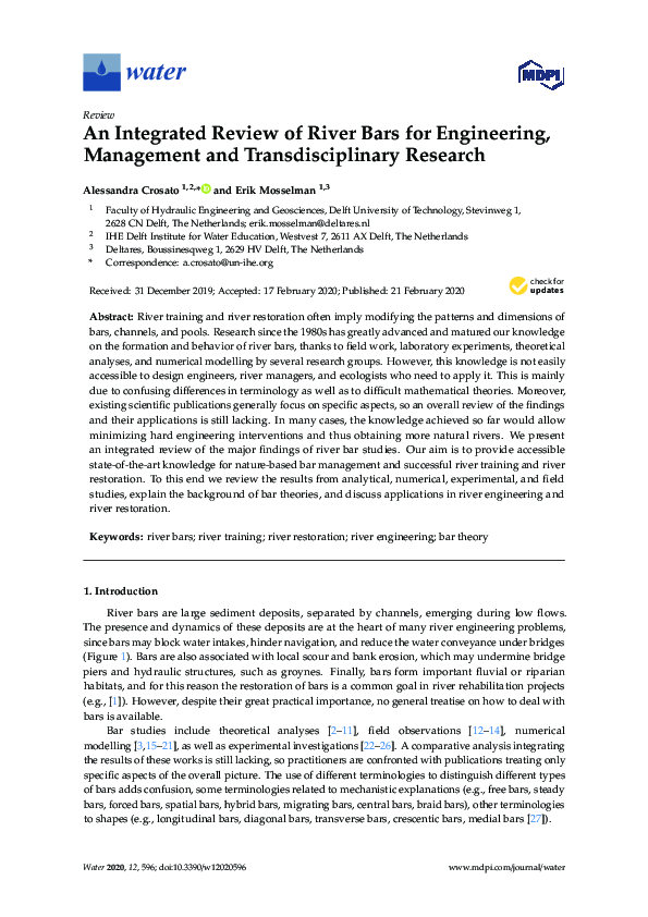 (PDF) An Integrated Review of River Bars for Engineering, Management ...