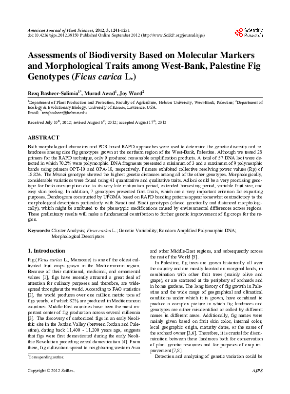 (PDF) Assessments of Biodiversity Based on Molecular Markers and ...