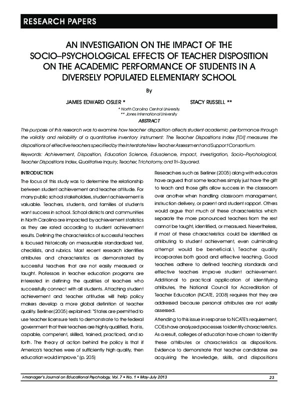 (PDF) An Investigation on the Impact of the Socio Psychological Effects ...