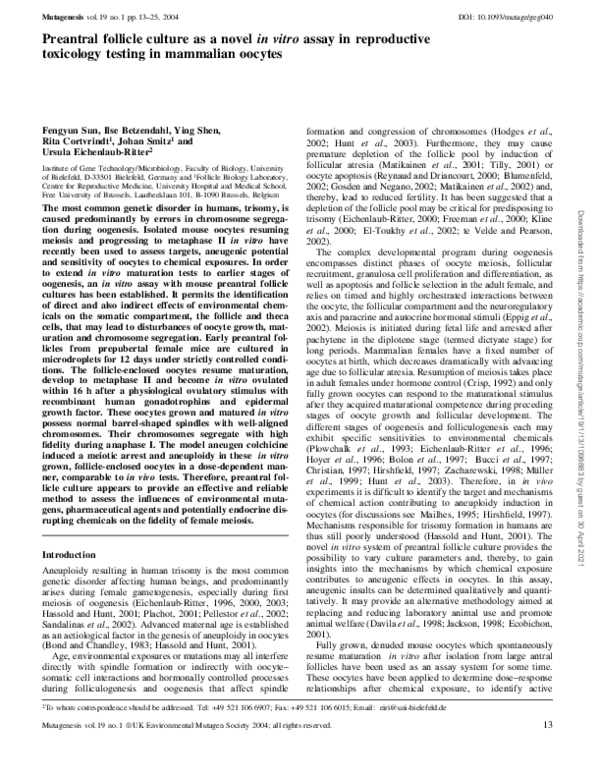 (PDF) Preantral follicle culture as a novel in vitro assay in ...