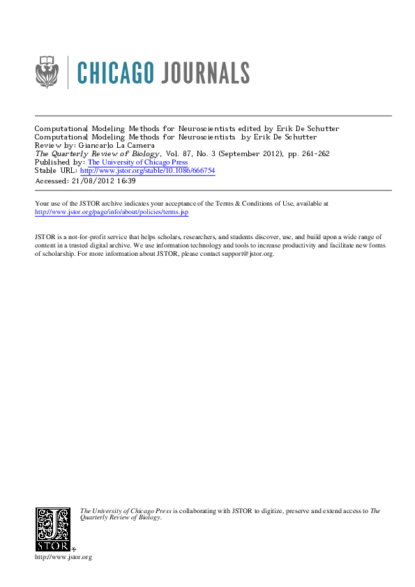 PDF) Computational Modeling Methods for Neuroscientists 