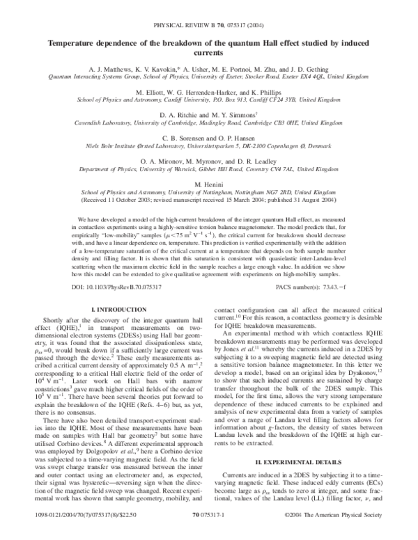 (PDF) High-current breakdown of the quantum hall effect