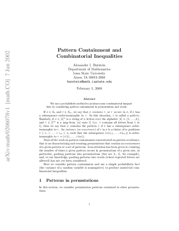 (PDF) Pattern containment and combinatorial inequalities