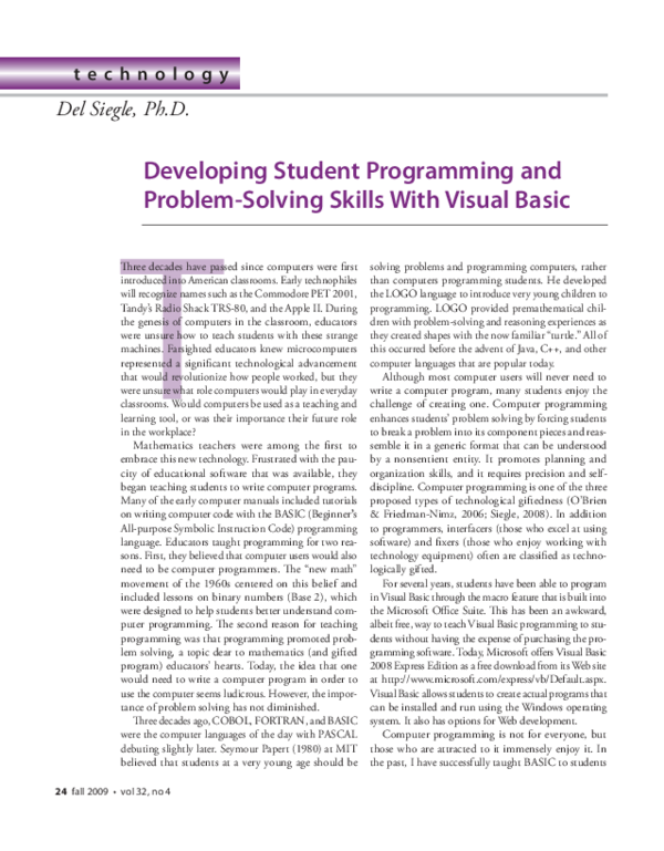 (PDF) Developing Student Programming and Problem-Solving Skills with ...