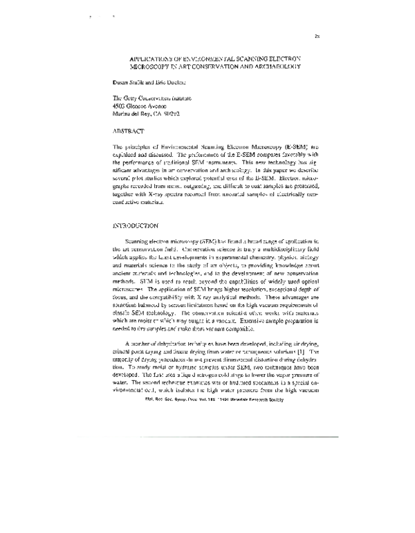 (PDF) Applications of environmental scanning electron microscopy in art ...