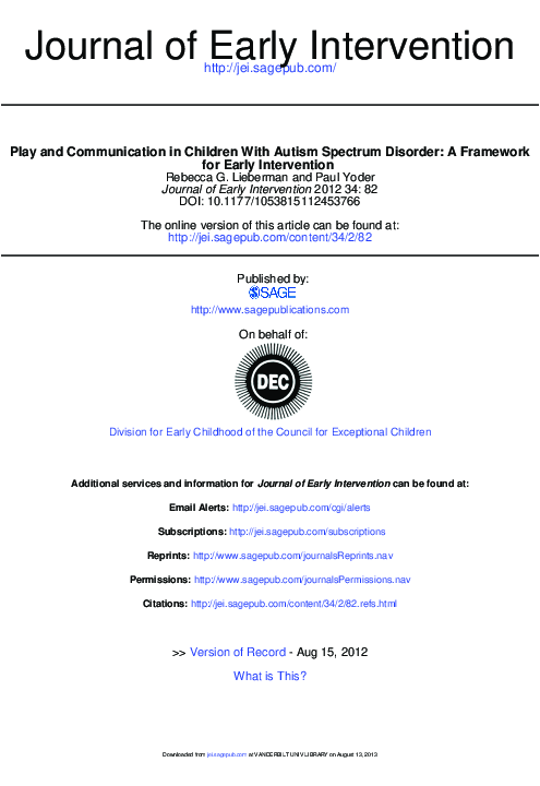 (PDF) Play and Communication in Children With Autism Spectrum Disorder ...