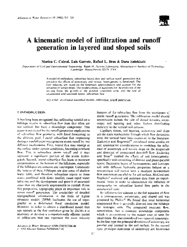 (PDF) A kinematic model of infiltration and runoff generation in ...