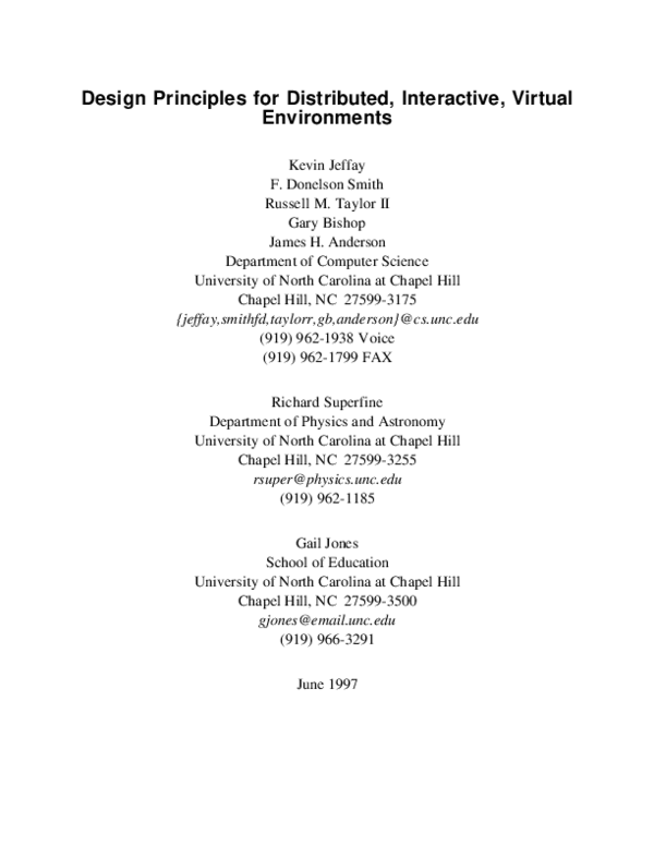 (PDF) Design Principles for Distributed, Interactive, Virtual Environments