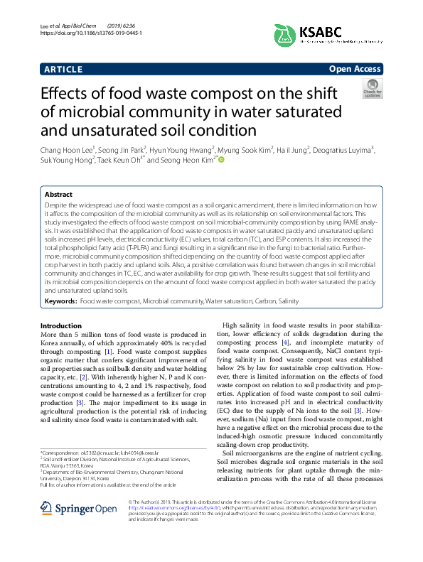 (PDF) Effects of food waste compost on the shift of microbial community ...