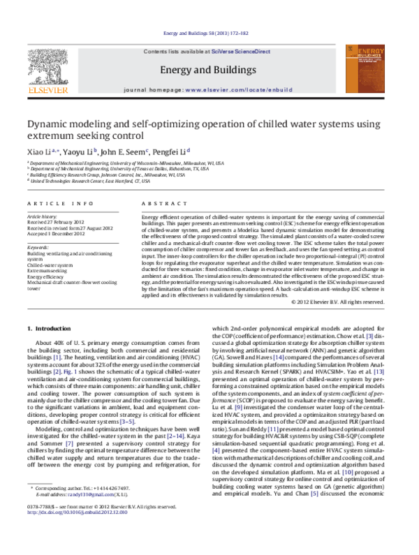 (PDF) Dynamic modeling and self-optimizing operation of chilled water ...