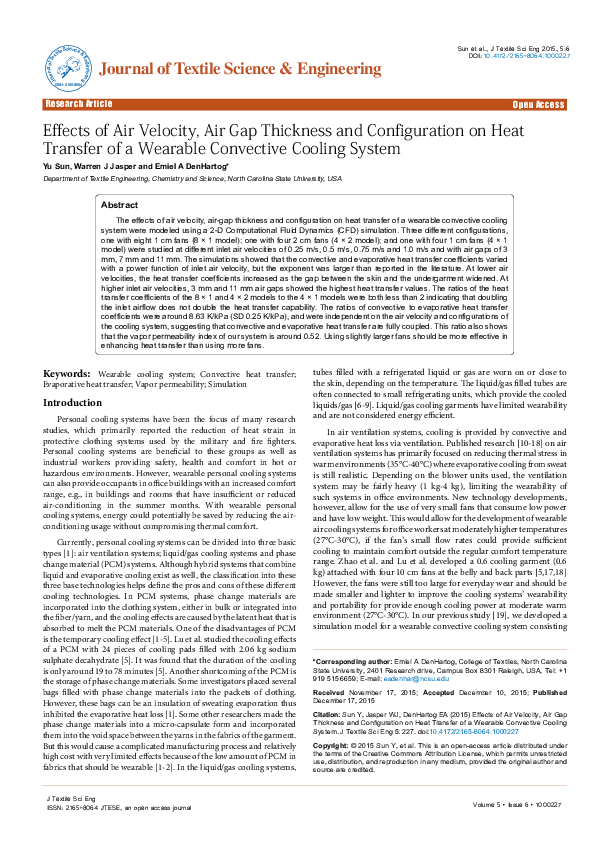 (PDF) Effects of Air Velocity, Air Gap Thickness and Configuration on ...