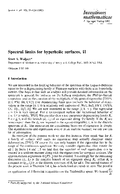 (PDF) Spectral limits for hyperbolic surfaces, II
