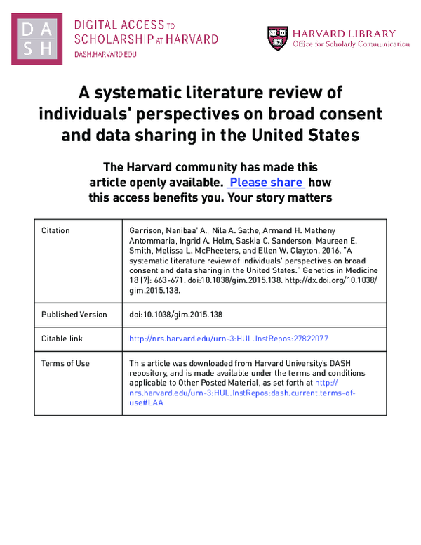 (PDF) A systematic literature review of individuals' perspectives on ...