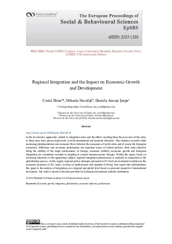 (PDF) Regional Integration and the Impact on Economic Growth and ...