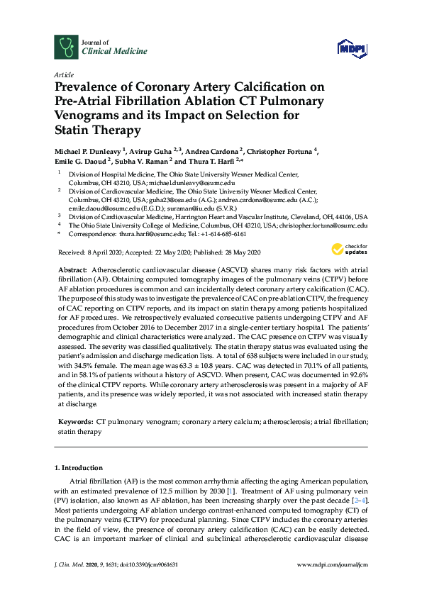 (PDF) Prevalence of Coronary Artery Calcification on Pre-Atrial ...