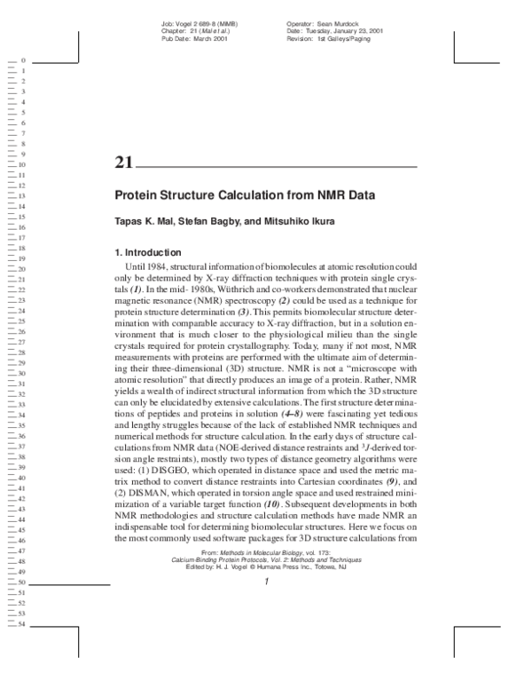 (PDF) Protein Structure Calculation from NMR 267