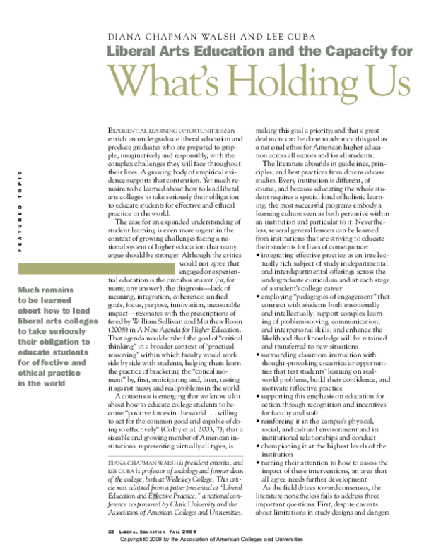 (PDF) Liberal Arts Education and the Capacity for Effective Practice ...