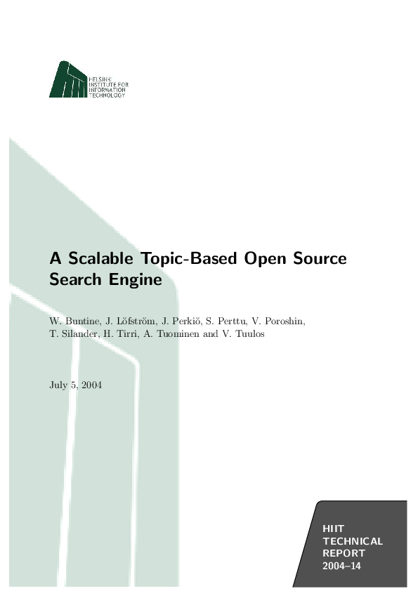 (PDF) A scalable topic-based open source search engine