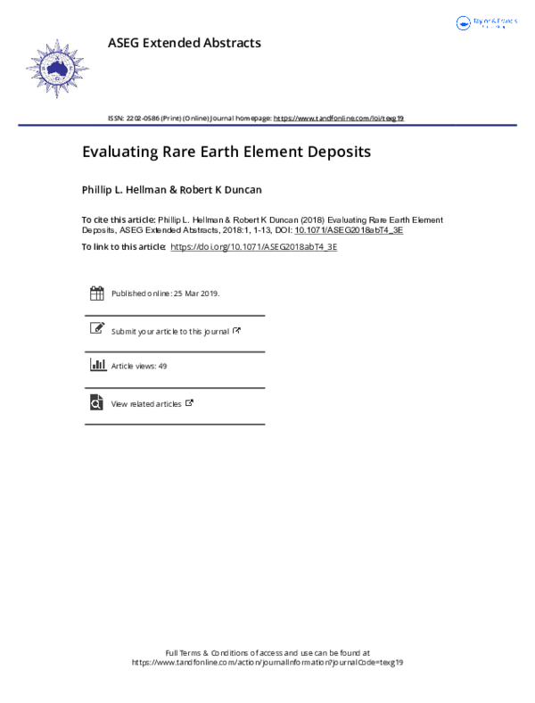 (PDF) Evaluating Rare Earth Element Deposits