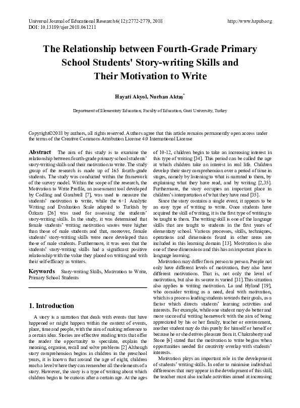 (PDF) The Relationship between Fourth-Grade Primary School Students ...