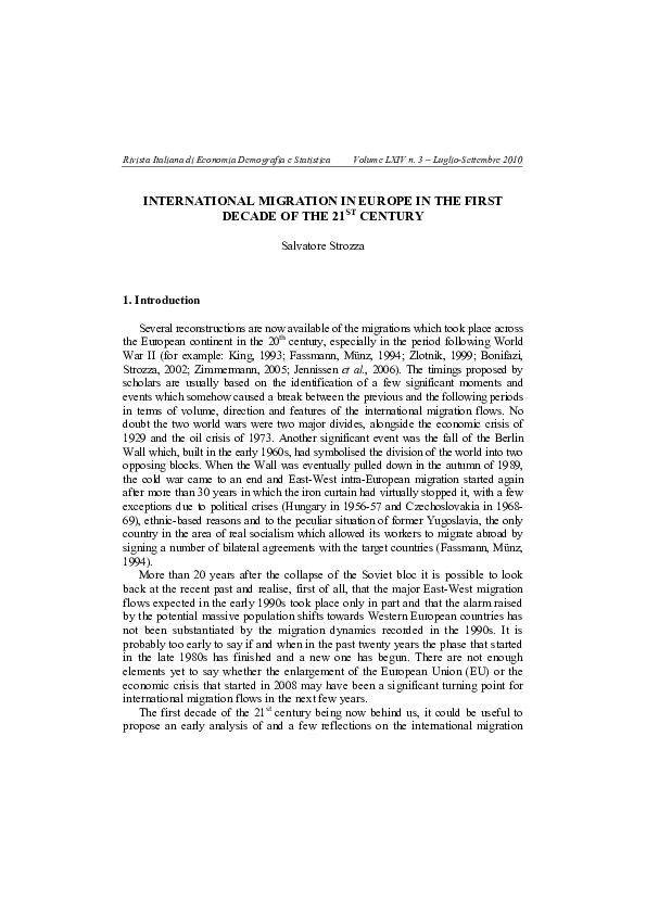 (PDF) International migration in Europe in the first decade of the 21st ...
