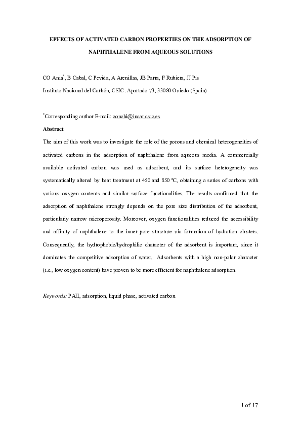 (PDF) Effects of activated carbon properties on the adsorption of ...