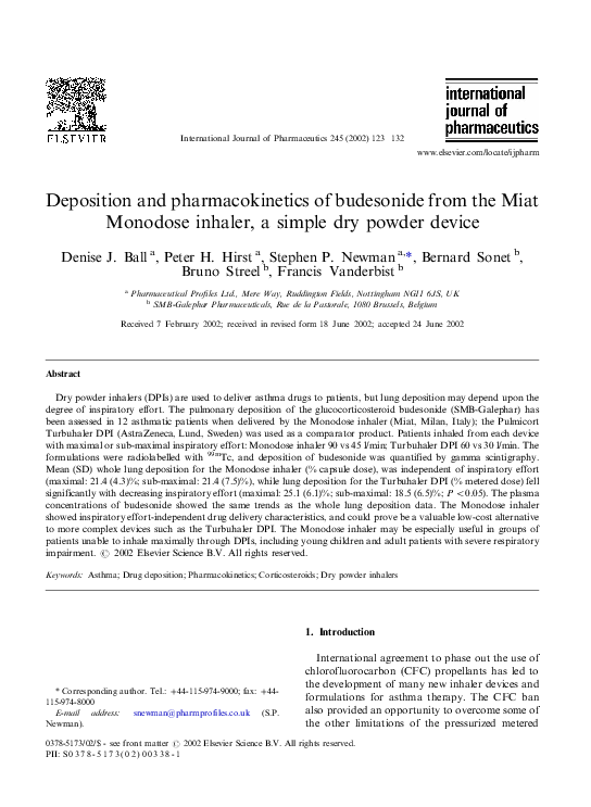 (PDF) Deposition and pharmacokinetics of budesonide from the Miat ...