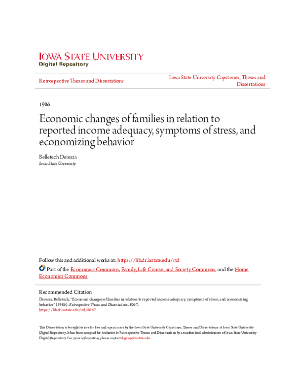 (PDF) Economic changes of families in relation to reported income ...