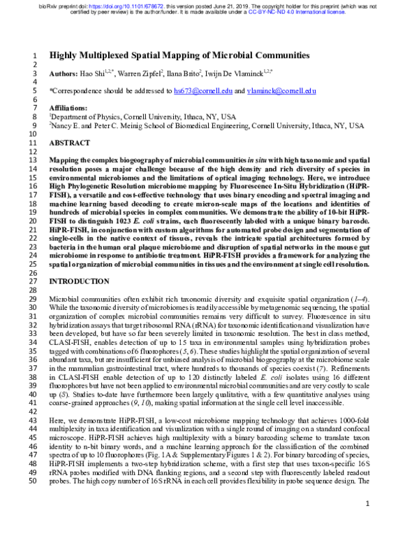 (PDF) Highly Multiplexed Spatial Mapping of Microbial Communities