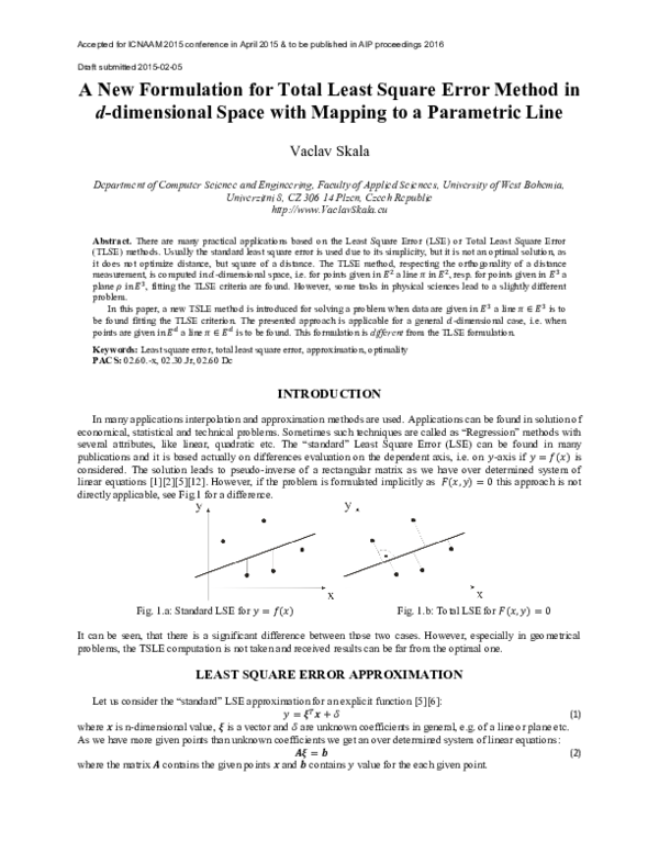 (PDF) A New Formulation for Total Least Square Error Method in d ...