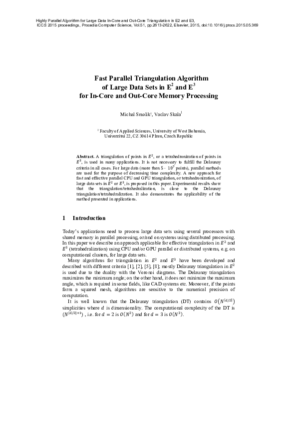 (PDF) Fast Parallel Triangulation Algorithm of Large Data Sets in E 2 ...