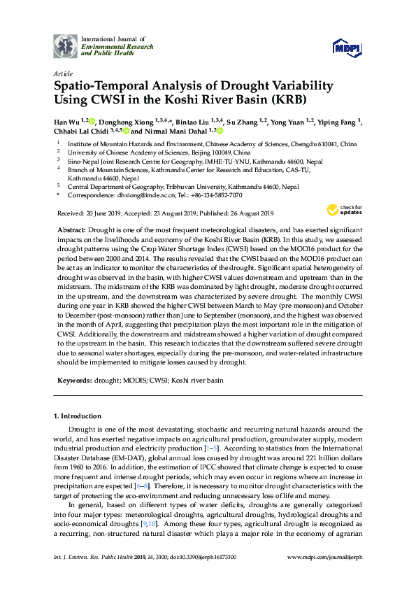 (PDF) Spatio-Temporal Analysis of Drought Variability Using CWSI in the ...