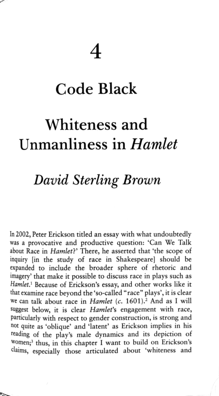 (PDF) Code Black: Whiteness and Unmanliness in Hamlet