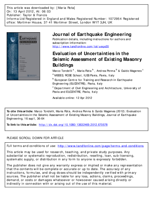 (PDF) Evaluation of Uncertainties in the Seismic Assessment of Existing ...