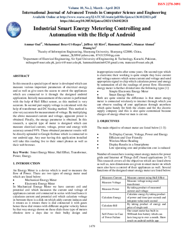 (PDF) Industrial Smart Energy Metering Controlling and Automation with ...