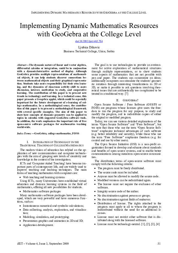 (PDF) Implementing Dynamic Mathematics Resources with GeoGebra at the ...