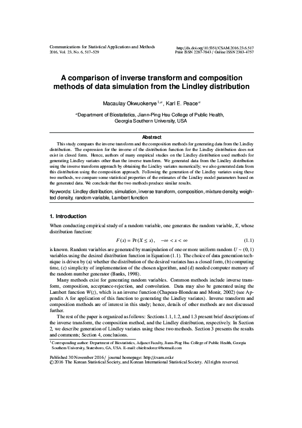 (PDF) A comparison of inverse transform and composition methods of data ...