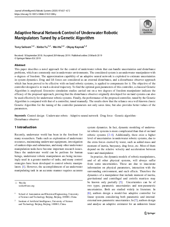 (PDF) Adaptive Neural Network Control of Underwater Robotic ...