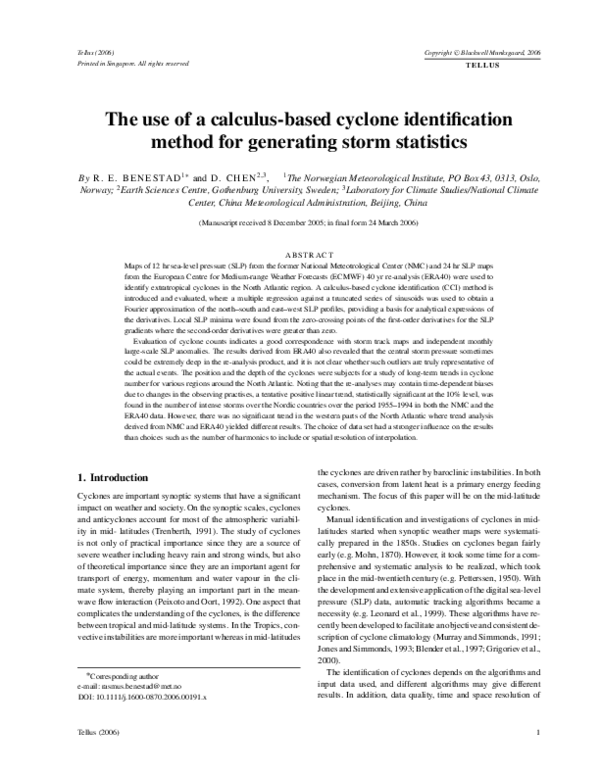 (PDF) The use of a calculus-based cyclone identification method for ...