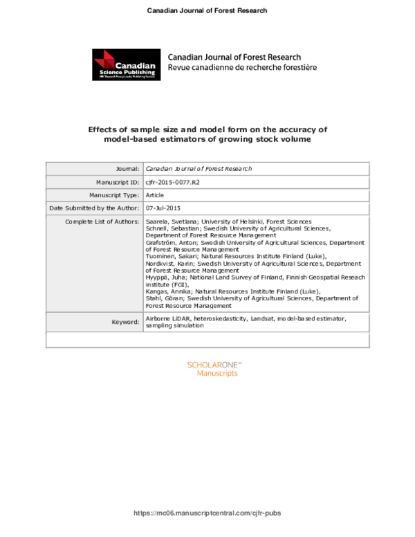 (PDF) Effects of sample size and model form on the accuracy of model ...