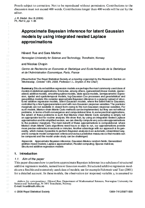 (PDF) Approximate Bayesian inference for latent Gaussian models by ...