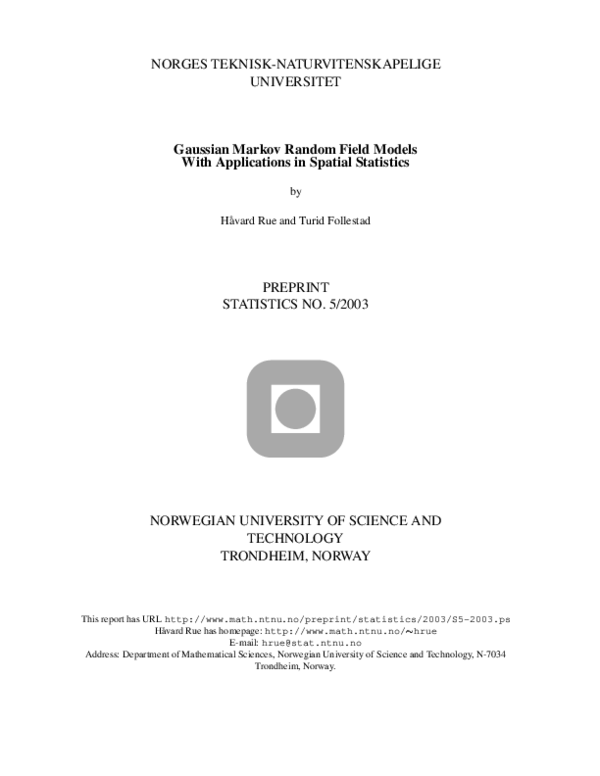 (PDF) Gaussian markov random field models with applications in spatial ...