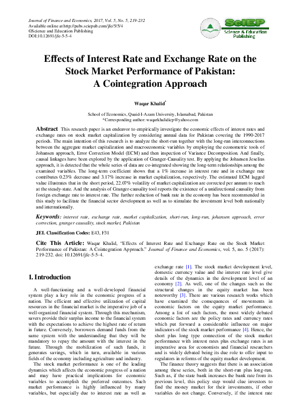 (PDF) Effects of Interest Rate and Exchange Rate on the Stock Market ...