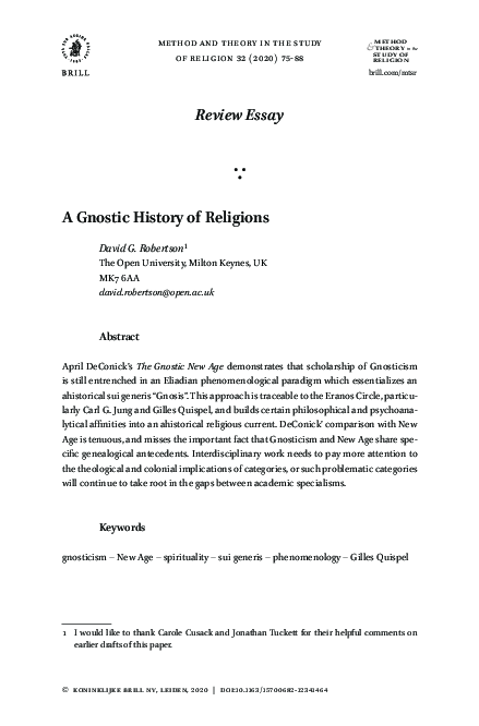 (PDF) A Gnostic History of Religions
