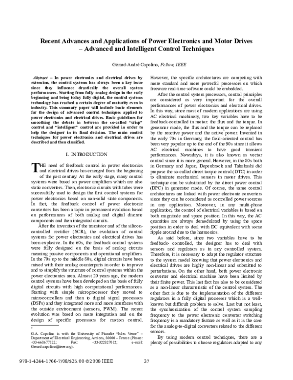 (PDF) Recent advances and applications of power electronics and motor