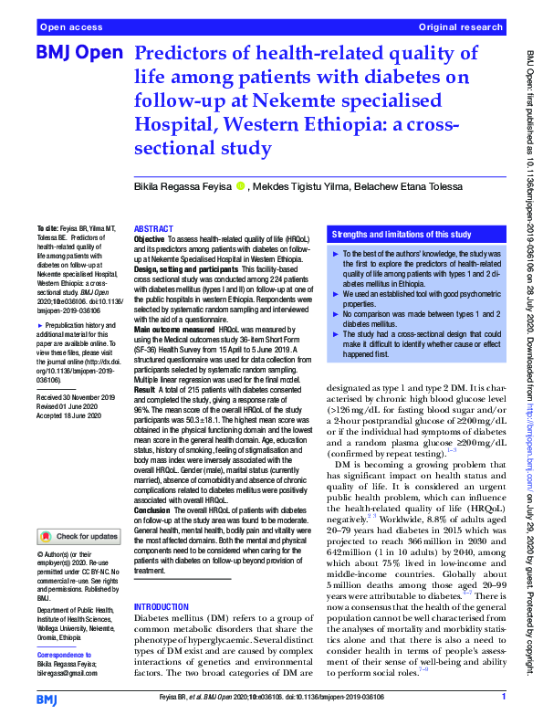 (PDF) Predictors of health-related quality of life among patients with ...